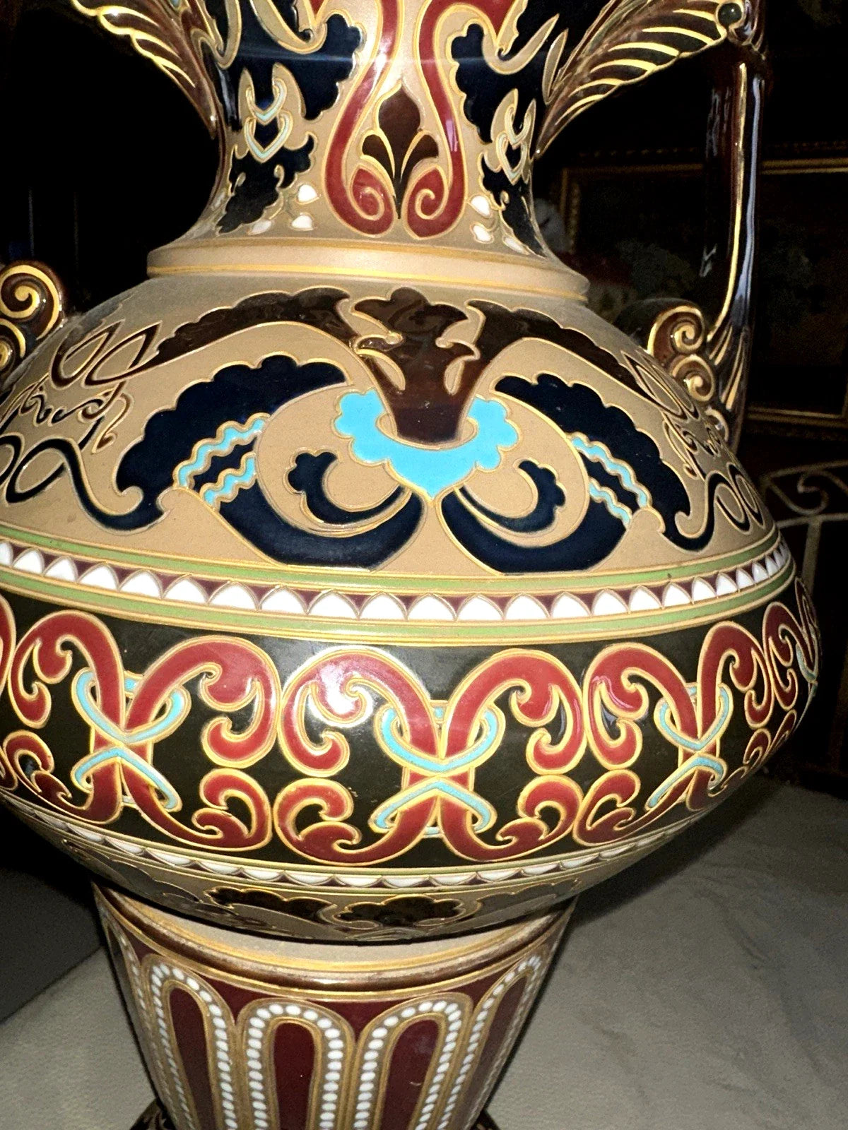 MAGNIFIQUE GRAND VASE EN GRES BYSANTIN SARREGUEMINES no 831