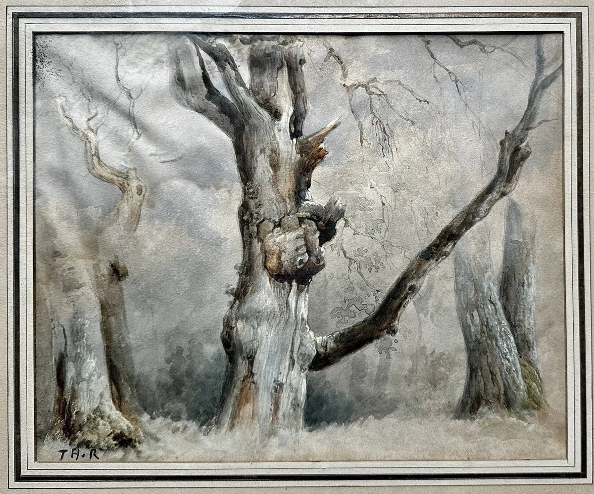 Dessin Ancien Paysage Arbres Barbizon Tableau 19ème Monogramme Théodore ROUSSEAU