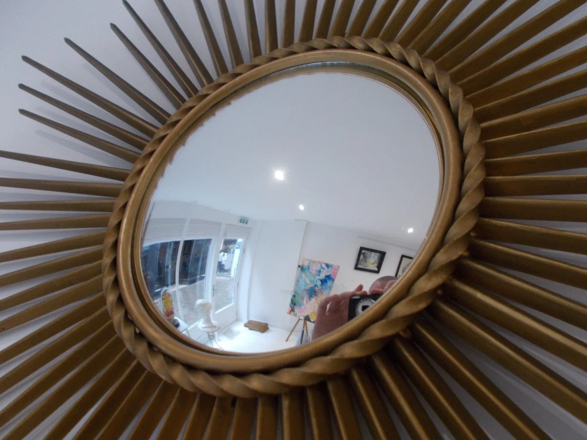 MIROIR OEIL SORCIERE VINTAGE SIGNE CHATY VALLAURIS POILLERAT SUNBURST MIRROR XX