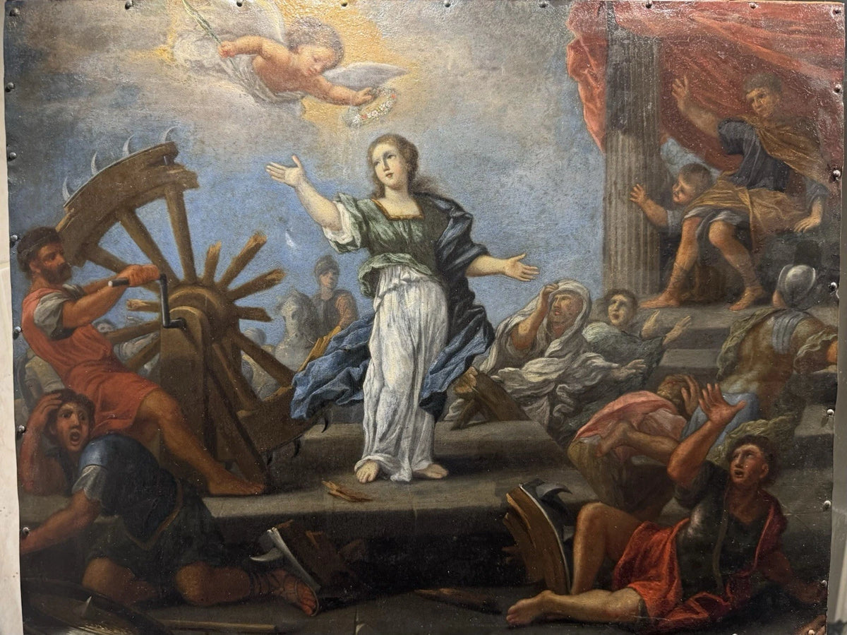 Ecole XVIIe vers 1600 Sainte Catherine tableau ancien old masters huile