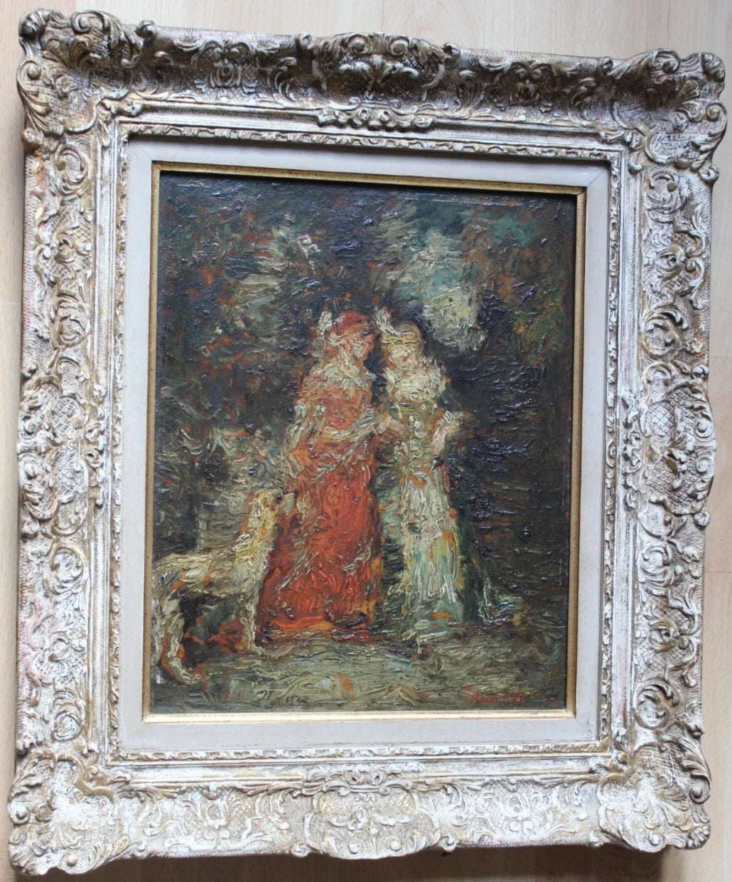 Tableau hsp elégantes avec chien adolphe monticelli (1824-1886) ecole française