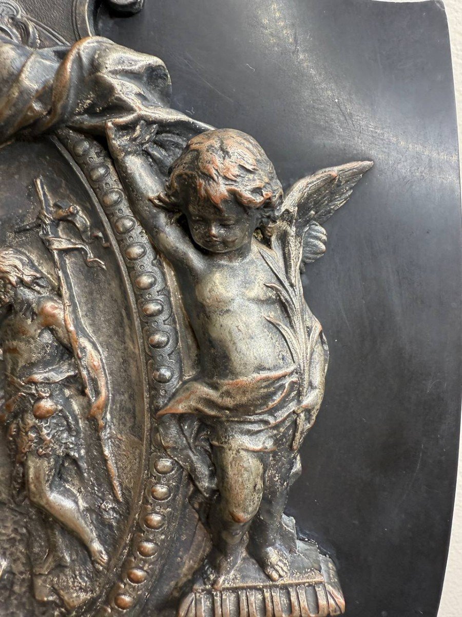 Bénitier En Bronze Argenté Représentant Le Baptême De Jésus.19ème siècle