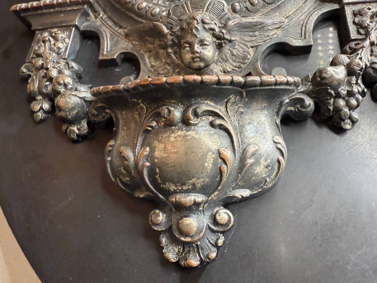 Bénitier En Bronze Argenté Représentant Le Baptême De Jésus.19ème siècle