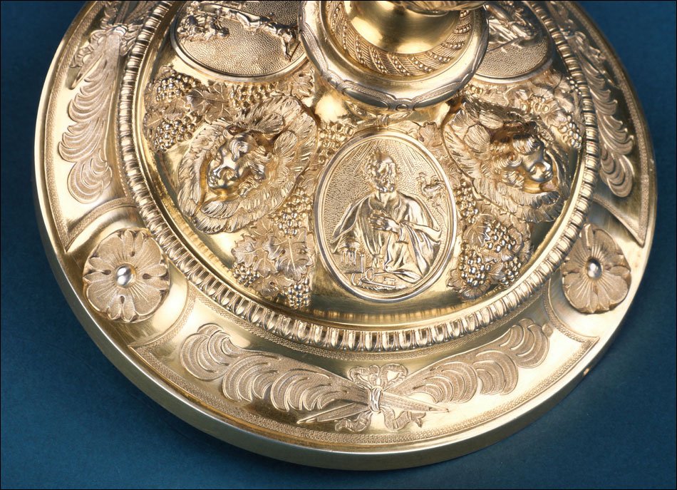 Calice Baroque Ancien Et Patène En Argent Doré 1836