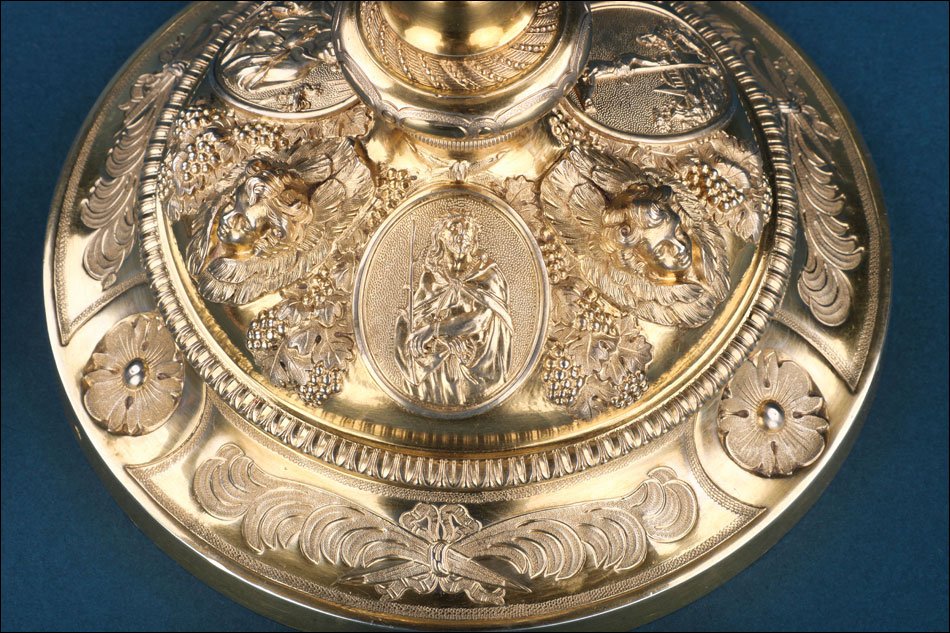 Calice Baroque Ancien Et Patène En Argent Doré 1836