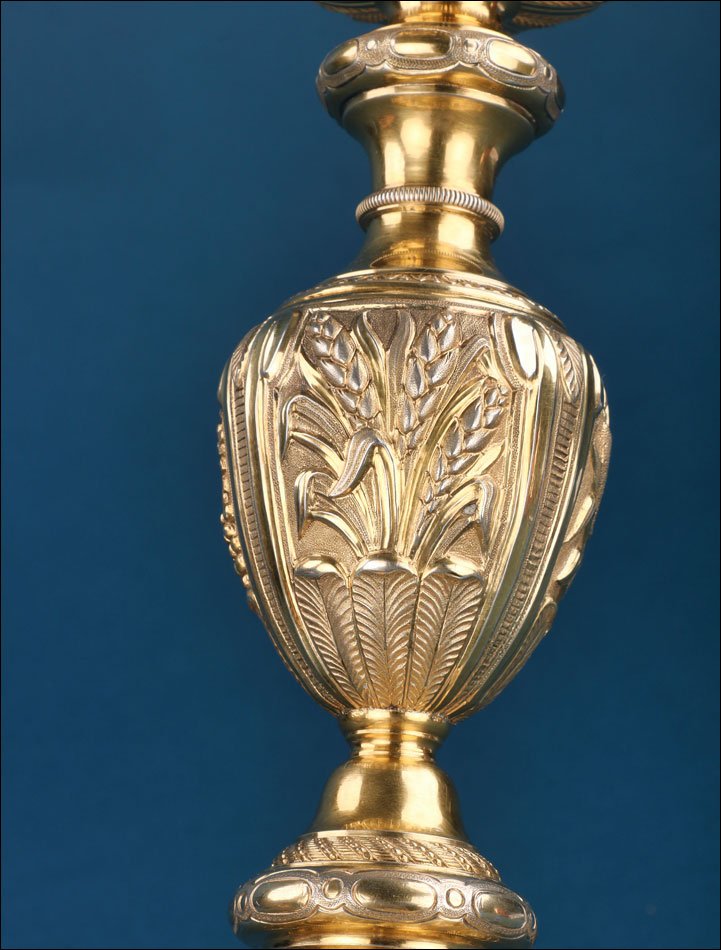 Calice Baroque Ancien Et Patène En Argent Doré 1836