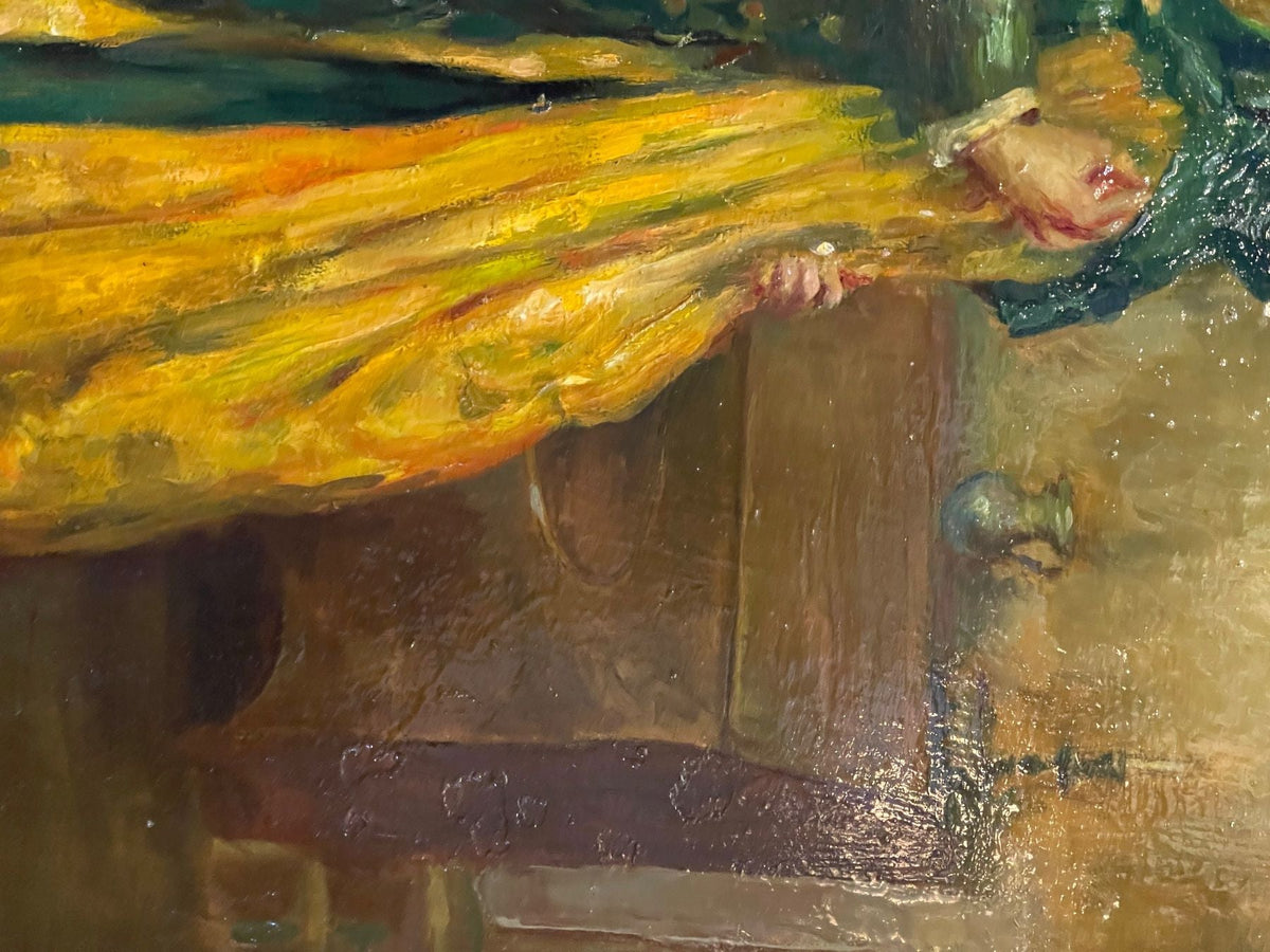 Peinture à l'huile sur bois du XVIIIe siècle intitulée Le porte-morve