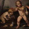 Ancien tableau allegorie angelots huile sur toile