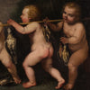 Ancien tableau allegorie angelots huile sur toile
