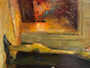 Peinture à l'huile sur bois du XVIIIe siècle intitulée Le porte-morve