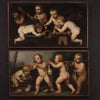 Ancien tableau allegorie angelots huile sur toile