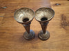 Paire de chandeliers persans authentiques en argent massif