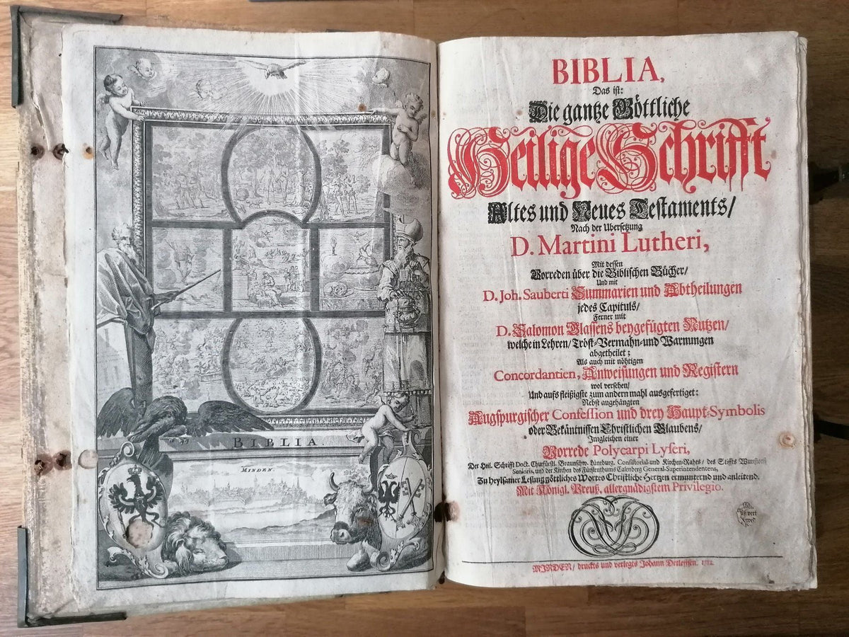 Bible ancienne de 1712 imprimée à Minden