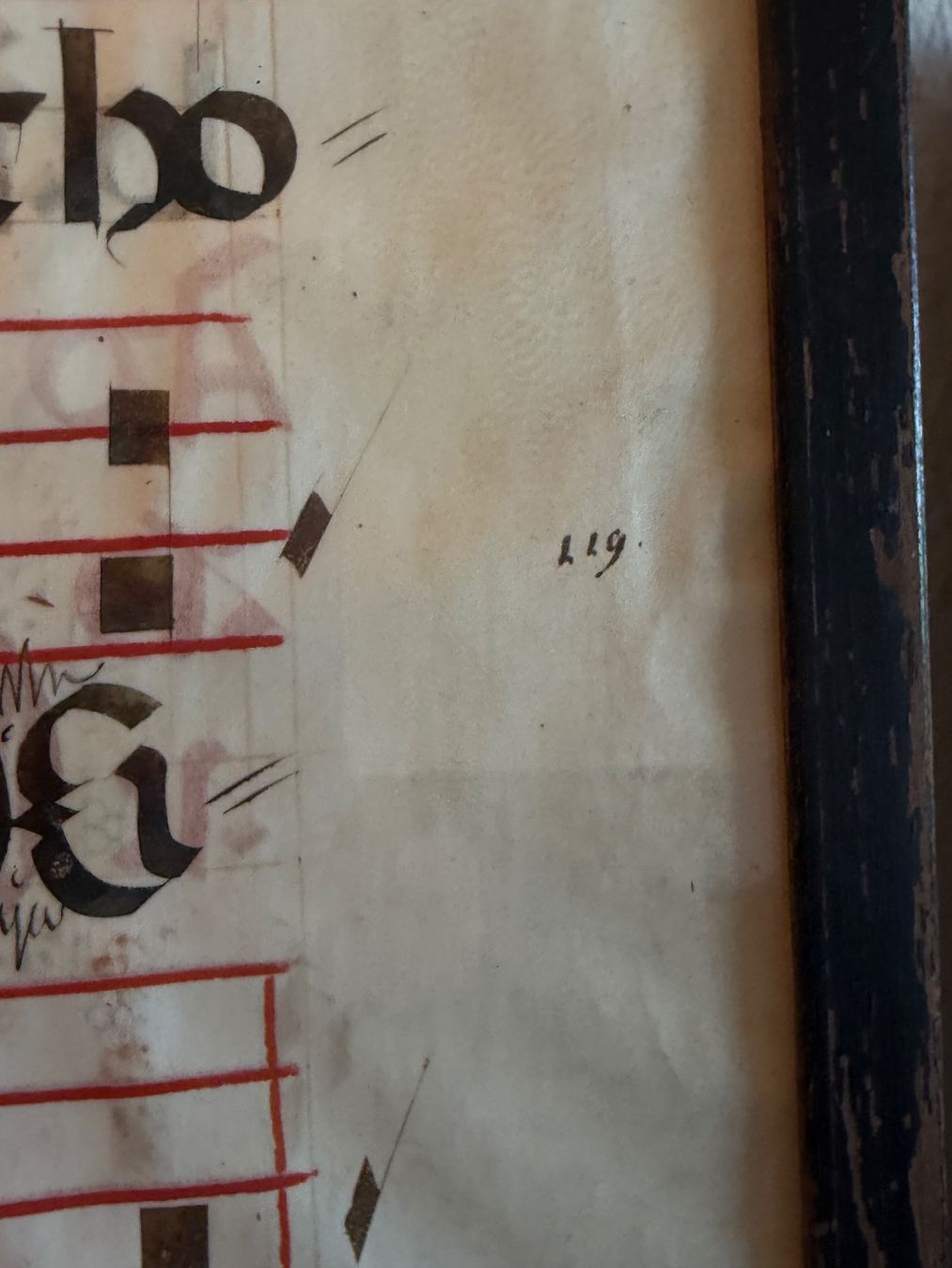 Feuille encadrée d'un antiphonaire, manuscrit enluminé en latin