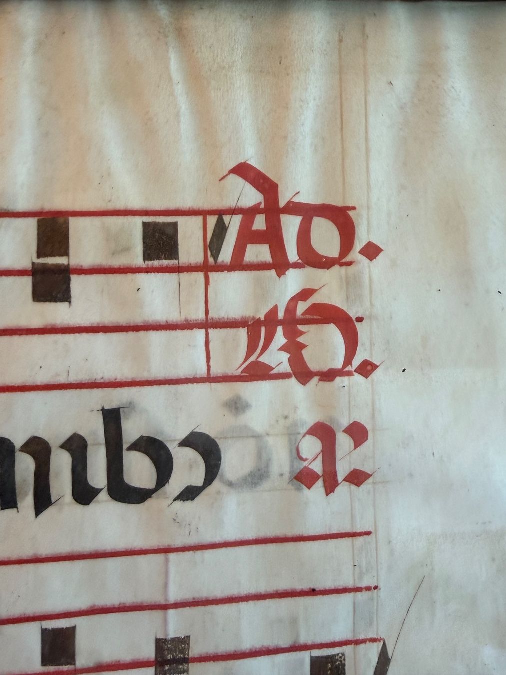 Feuille encadrée d'un antiphonaire, manuscrit enluminé en latin