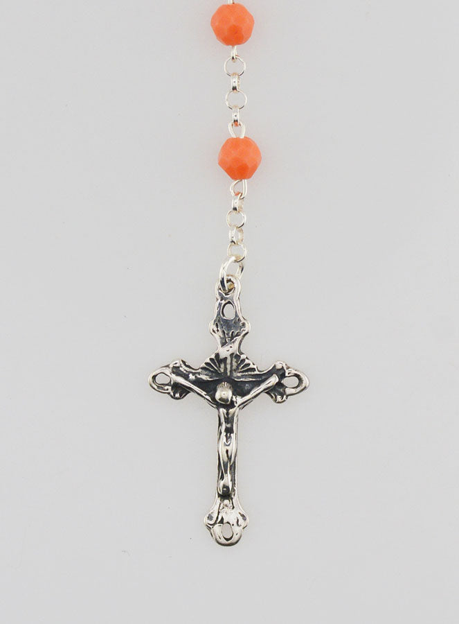 Chapelet en Argent Massif et Perles de Corail