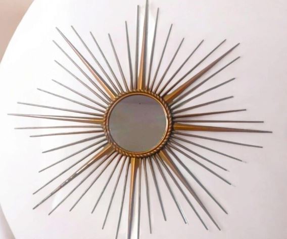 Grand miroir soleil vintage signé Chaty Vallauris