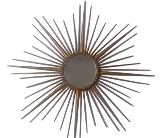 Grand miroir soleil vintage signé Chaty Vallauris