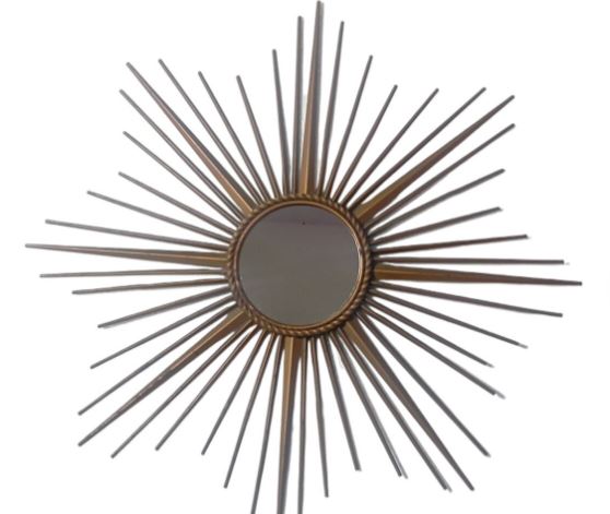 Grand miroir soleil vintage signé Chaty Vallauris