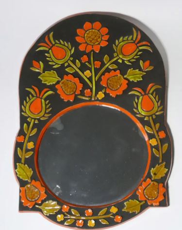 Miroir mural vintage retable en céramique émaillée