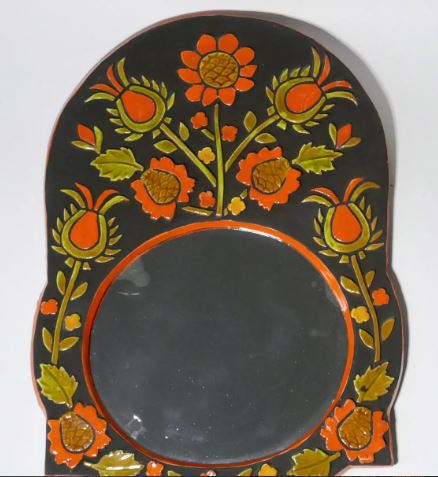 Miroir mural vintage retable en céramique émaillée