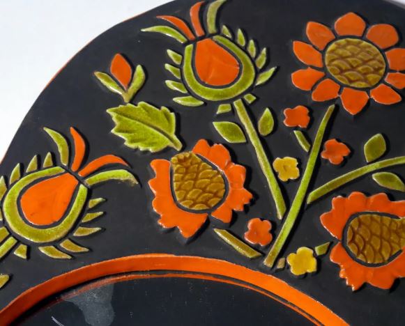Miroir mural vintage retable en céramique émaillée