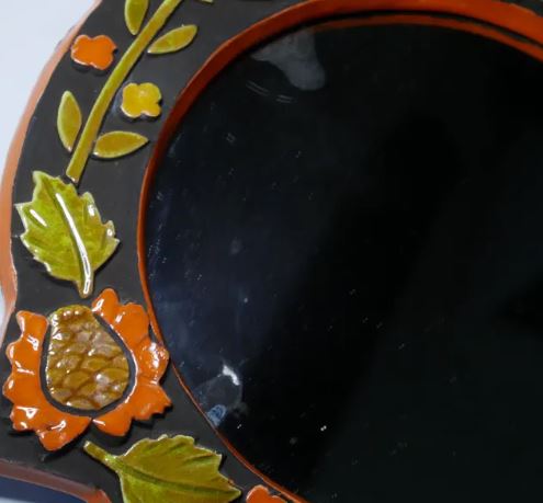 Miroir mural vintage retable en céramique émaillée