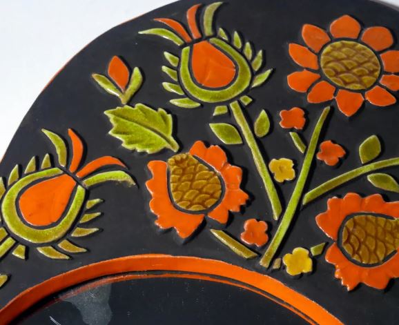 Miroir mural vintage retable en céramique émaillée