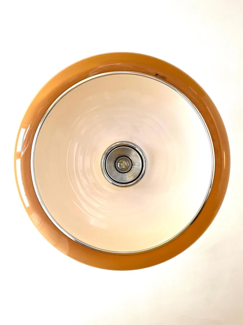 Lampe suspension OVNI emblématique de l'ère spatiale Harvey Guzzini des années 1970