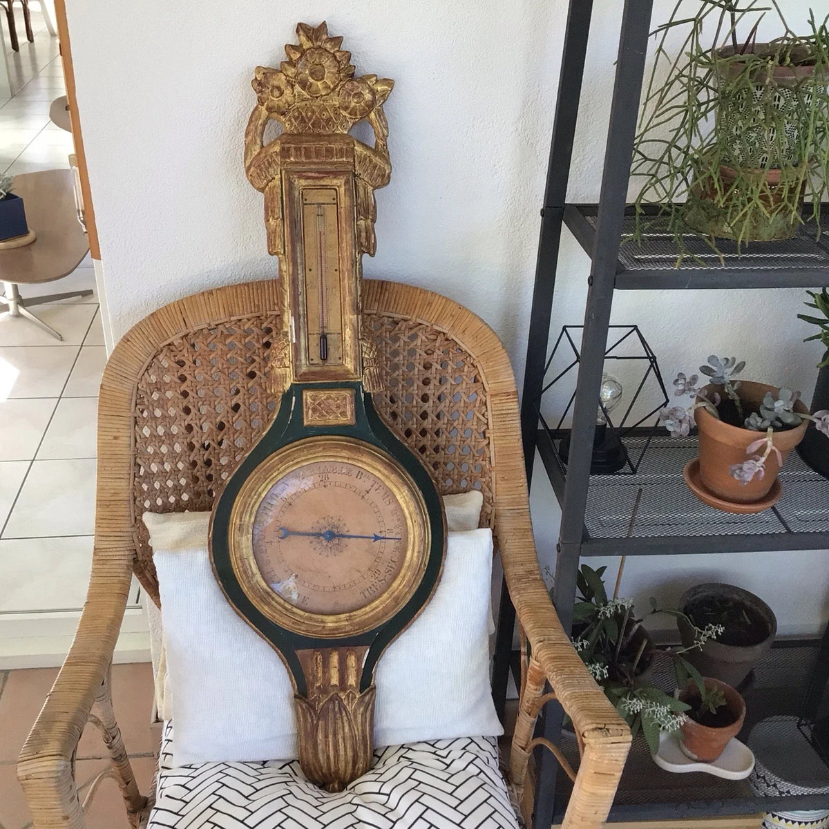 Ancien baromètre-thermomètre style Louis XVI