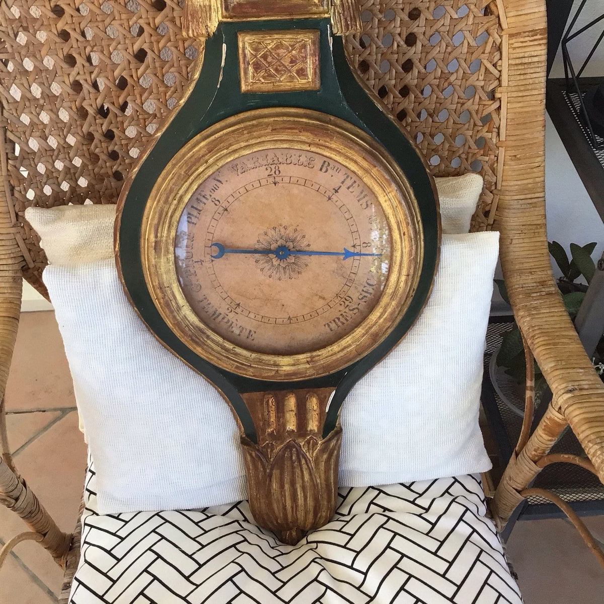 Ancien baromètre-thermomètre style Louis XVI