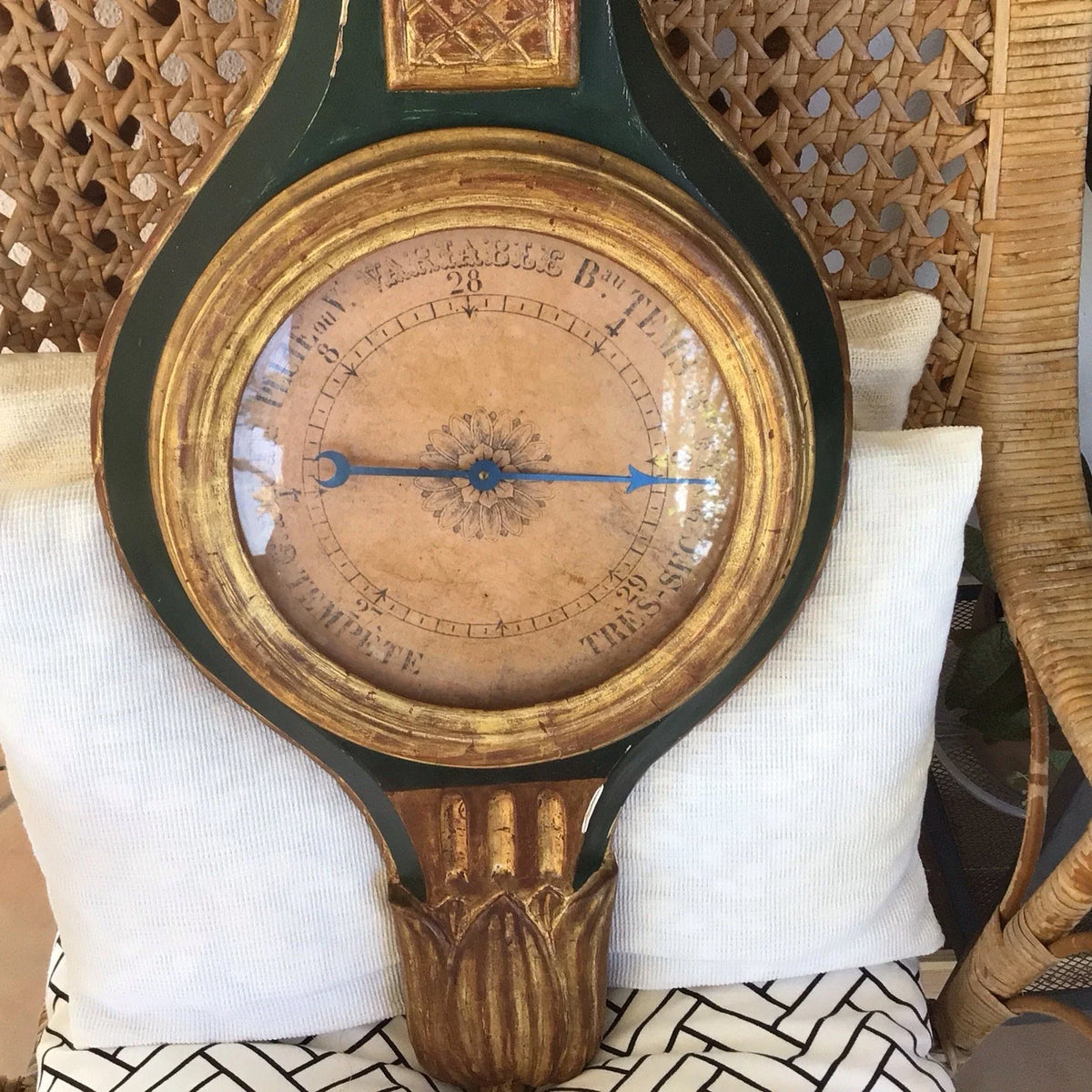 Ancien baromètre-thermomètre style Louis XVI
