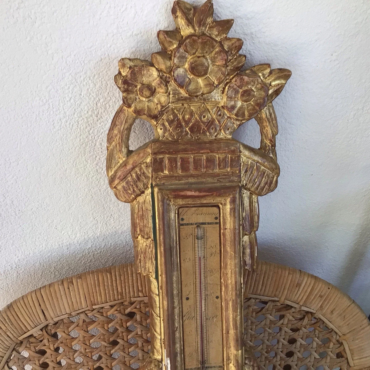 Ancien baromètre-thermomètre style Louis XVI