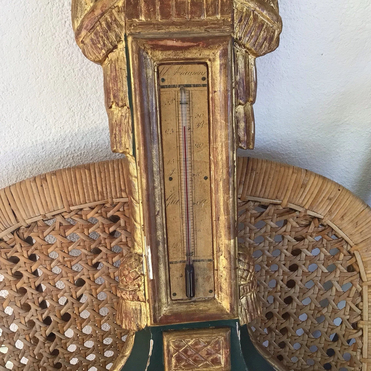 Ancien baromètre-thermomètre style Louis XVI