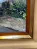 Tableau huile sur toile ancienne l'auberge sous la pluie