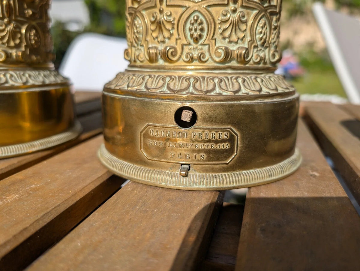 Paire de lampe gagneau système horlogerie carcel