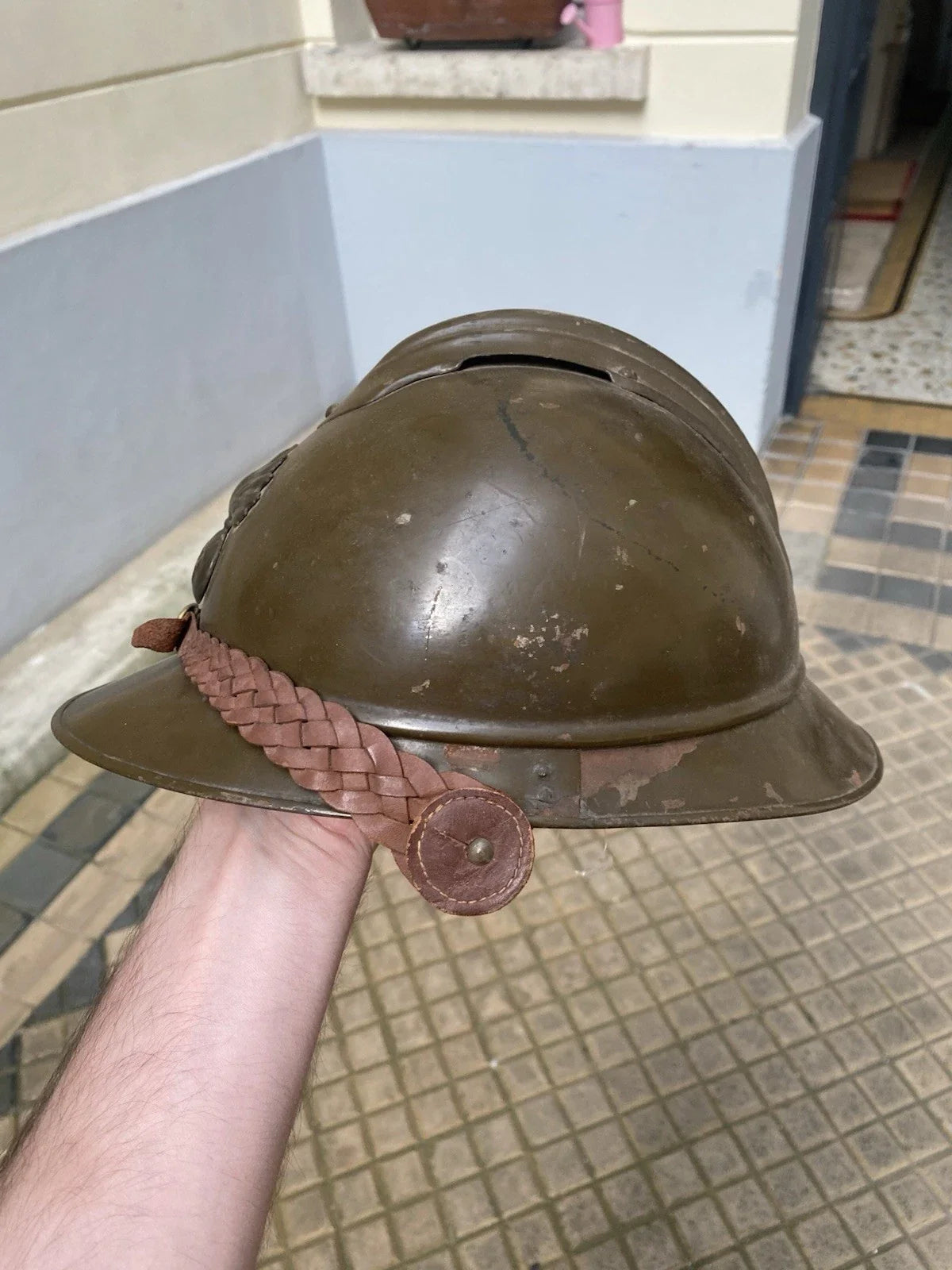Casque adrian modèle 15 d'origine moutarde