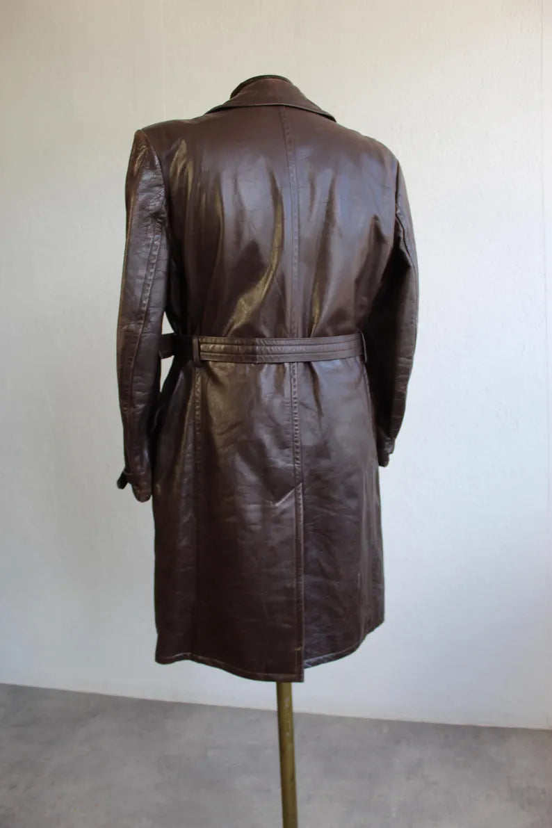 Manteau en cuir trench-coat militaire allemand