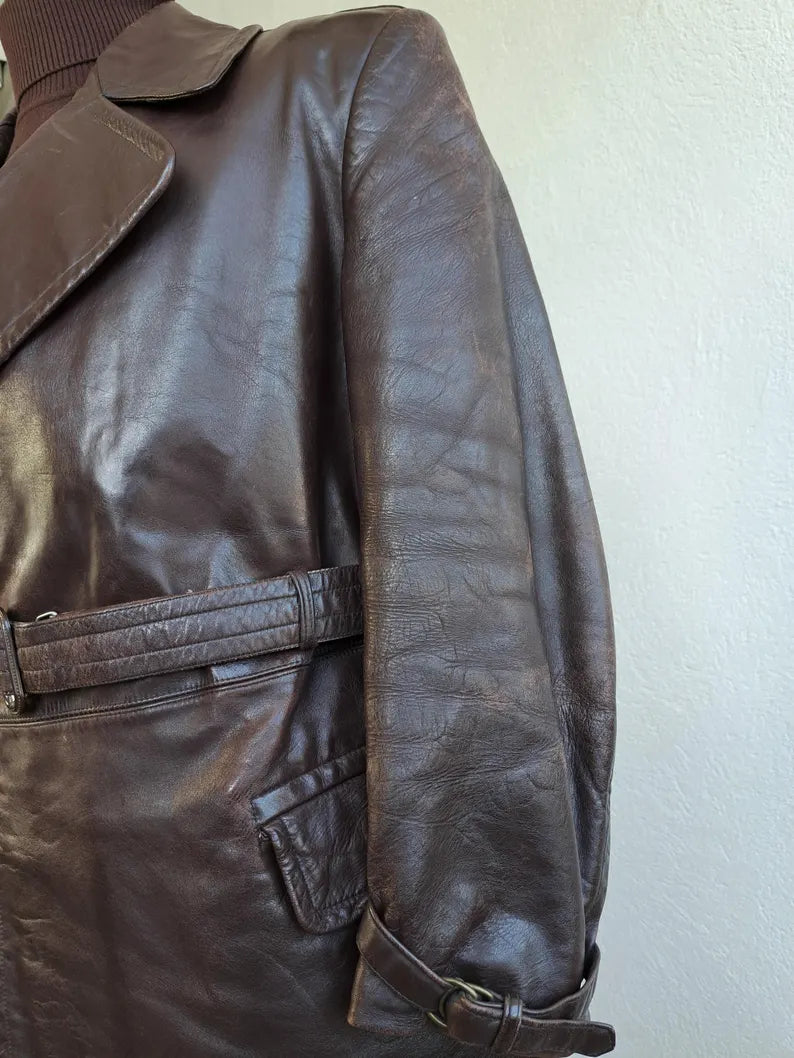 Manteau en cuir trench-coat militaire allemand