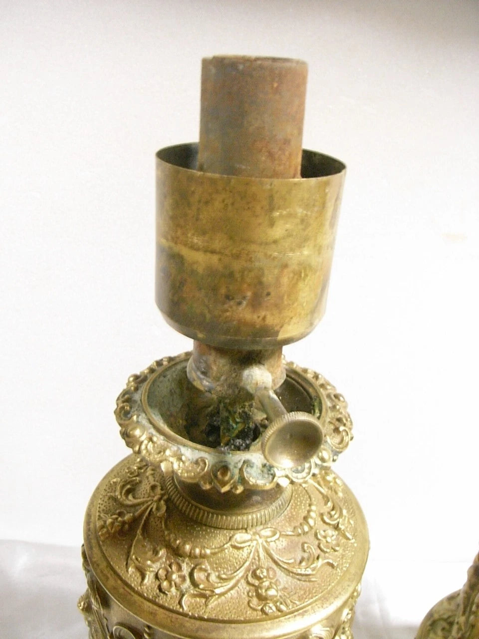 Paire de lampes Carcel anciennes en laiton,
