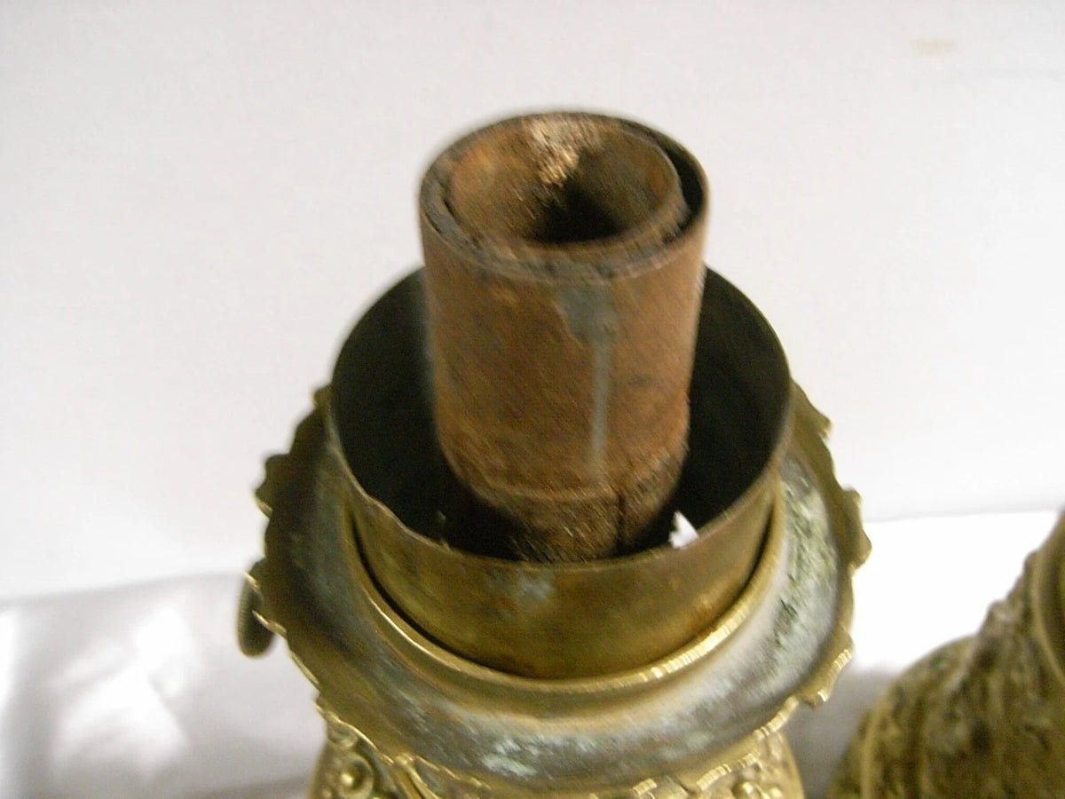 Paire de lampes Carcel anciennes en laiton,
