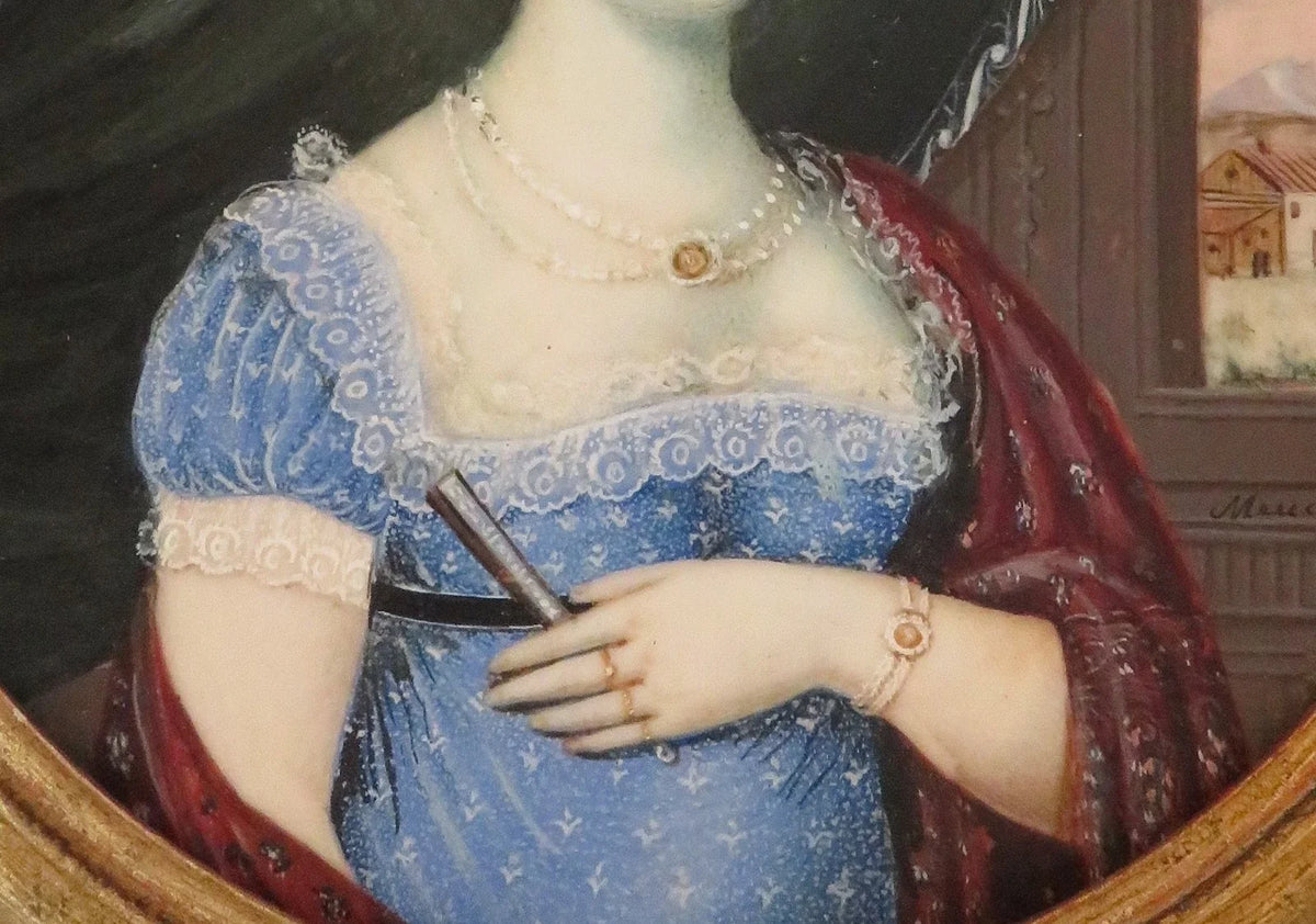 Tableau originale miniature du début du XIXeme siècle et représentant une femme