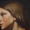Tableau huile sur toile, portrait d'une jeune femme, rendu avec une grande délicatesse