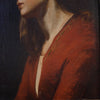 Tableau huile sur toile, portrait d'une jeune femme, rendu avec une grande délicatesse