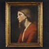 Tableau huile sur toile, portrait d'une jeune femme, rendu avec une grande délicatesse