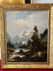 Tableau ancien représentant un paysage de montagne,