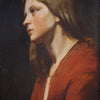 Tableau huile sur toile, portrait d'une jeune femme, rendu avec une grande délicatesse
