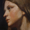 Tableau huile sur toile, portrait d'une jeune femme, rendu avec une grande délicatesse
