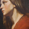 Tableau huile sur toile, portrait d'une jeune femme, rendu avec une grande délicatesse
