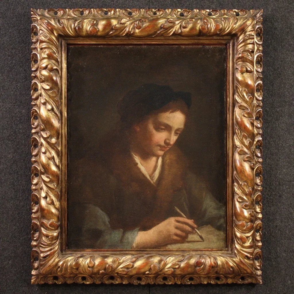 Peinture huile sur toile représentant le portrait d'une grande maîtrise picturale